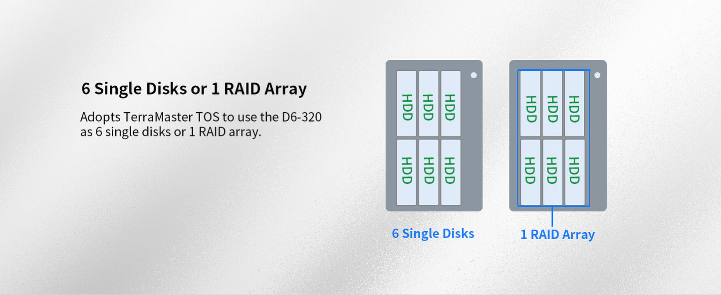 TERRAMASTER D6-320 外付けハードドライブエンクロージャ - USB 3.2 Gen2 10Gbps Type-C HDDストレージ ホットスワップ対応 プラグアンドプレイ (ディスクレス)