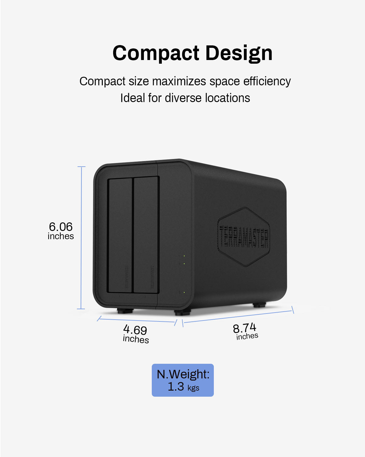 TERRAMASTER D2-320 USB RAIDエンクロージャ – USB 3.2 Gen 2 10Gbps Type C 2ベイRAIDストレージ RAID 0、1、シングル、JBOD(ディスクレス)をサポート