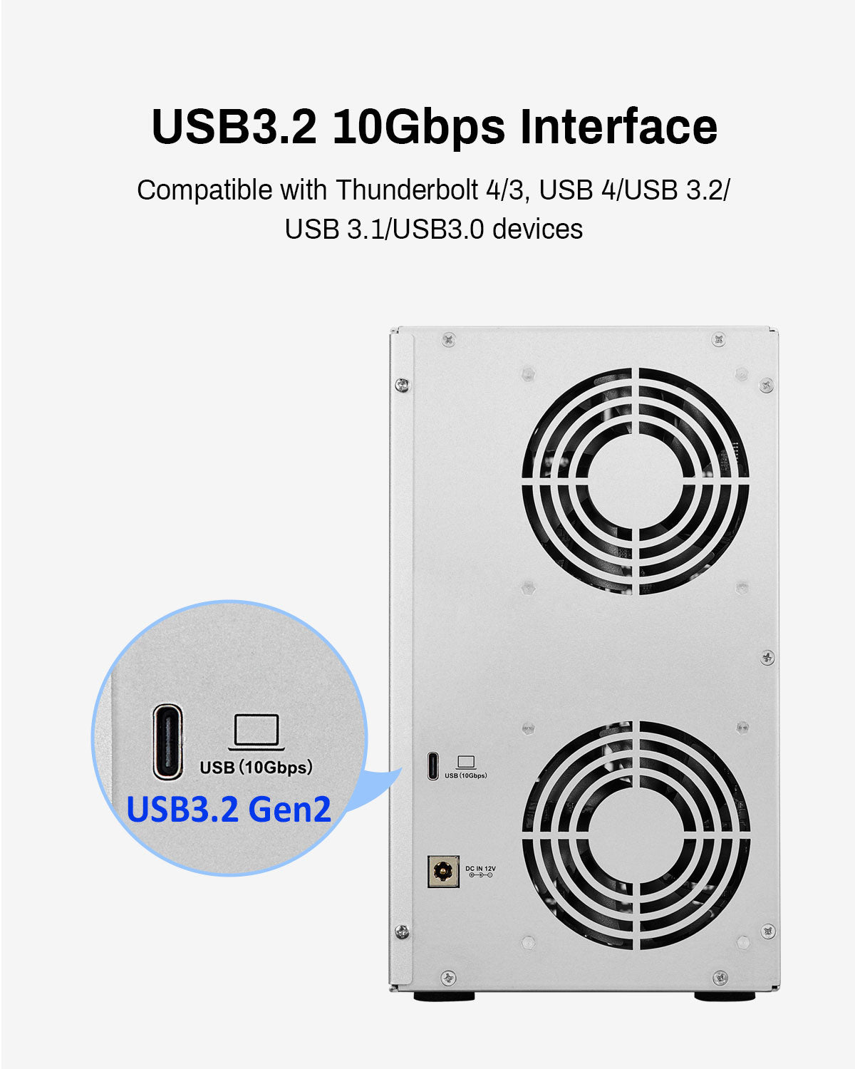 TERRAMASTER D6-320 外付けハードドライブエンクロージャ - USB 3.2 Gen2 10Gbps Type-C HDDストレージ ホットスワップ対応 プラグアンドプレイ (ディスクレス)