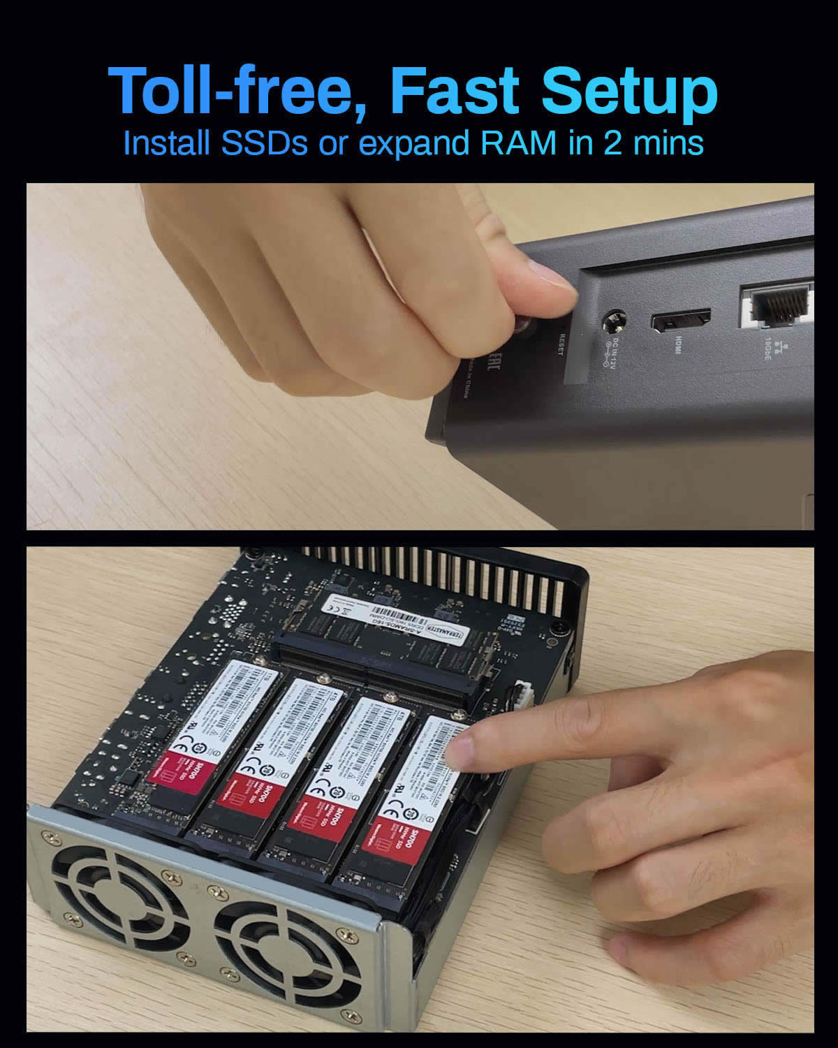 TERRAMASTER F8 SSD NAS-Speicher – 8Bay All-SSD-NAS-Server N95 QuadCore-CPU, 8 GB DDR5-RAM, 10-GbE-Anschluss, handflächengroßer, leistungsstarker Network Attached Storage (plattenlos)