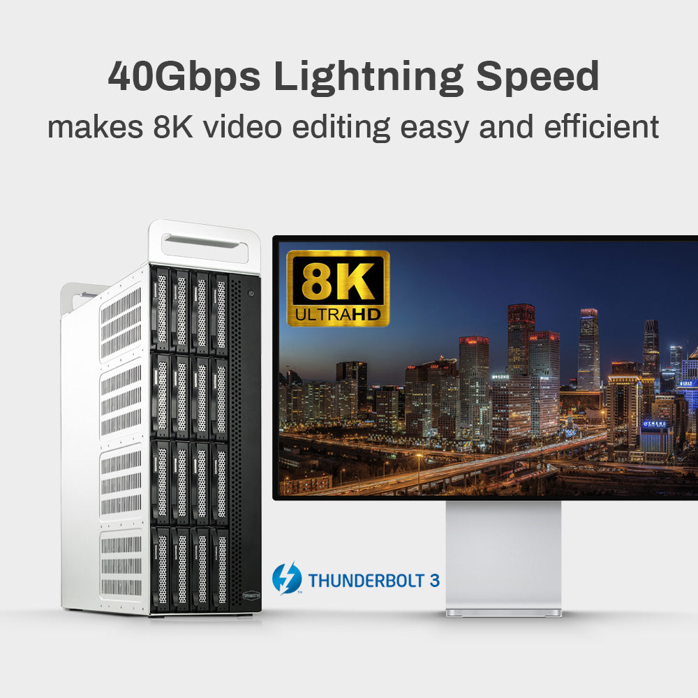 TERRAMASTER D16 Thunderbolt 3 (D16-331) 最もコンパクトなプロフェッショナルグレードの16ベイタワー型 Thunderbolt3 ハードウェア RAID エンクロージャ、RAID 0/1/5/6/10/50 外付けハードドライブ RAID ストレージ (ディスクレス) をサポート