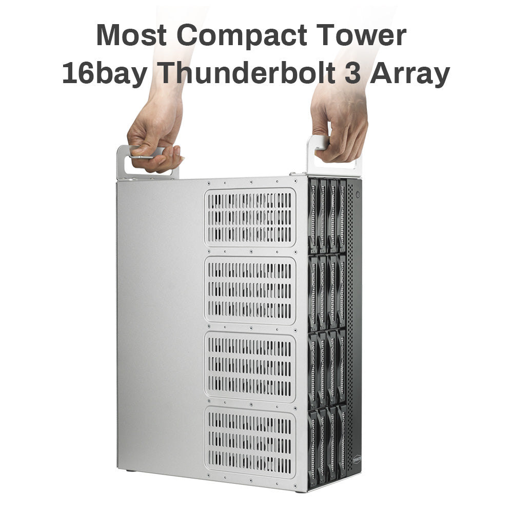 TERRAMASTER D16 Thunderbolt 3 (D16-331) 最もコンパクトなプロフェッショナルグレードの16ベイタワー型 Thunderbolt3 ハードウェア RAID エンクロージャ、RAID 0/1/5/6/10/50 外付けハードドライブ RAID ストレージ (ディスクレス) をサポート
