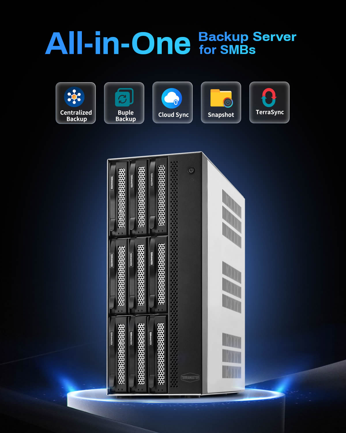 TERRAMASTER T9-500 Pro NASストレージ - 9ベイ Core i7 1255U 10コア 12スレッド CPU、16GB DDR5 RAM、デュアル10GbEポート、ネットワーク接続ストレージ、ビジネス向けピークパフォーマンス (ディスクレス)
